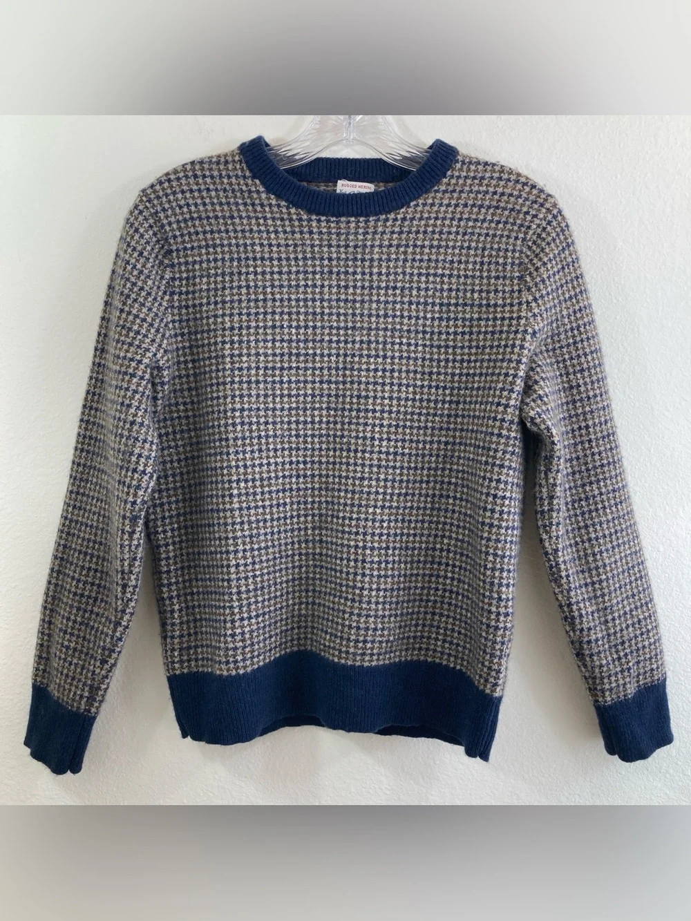 J.Crew Rugged Merino Wool Blend Houndstooth Sweater XS/S Slim Fit - Picture 1 of 10